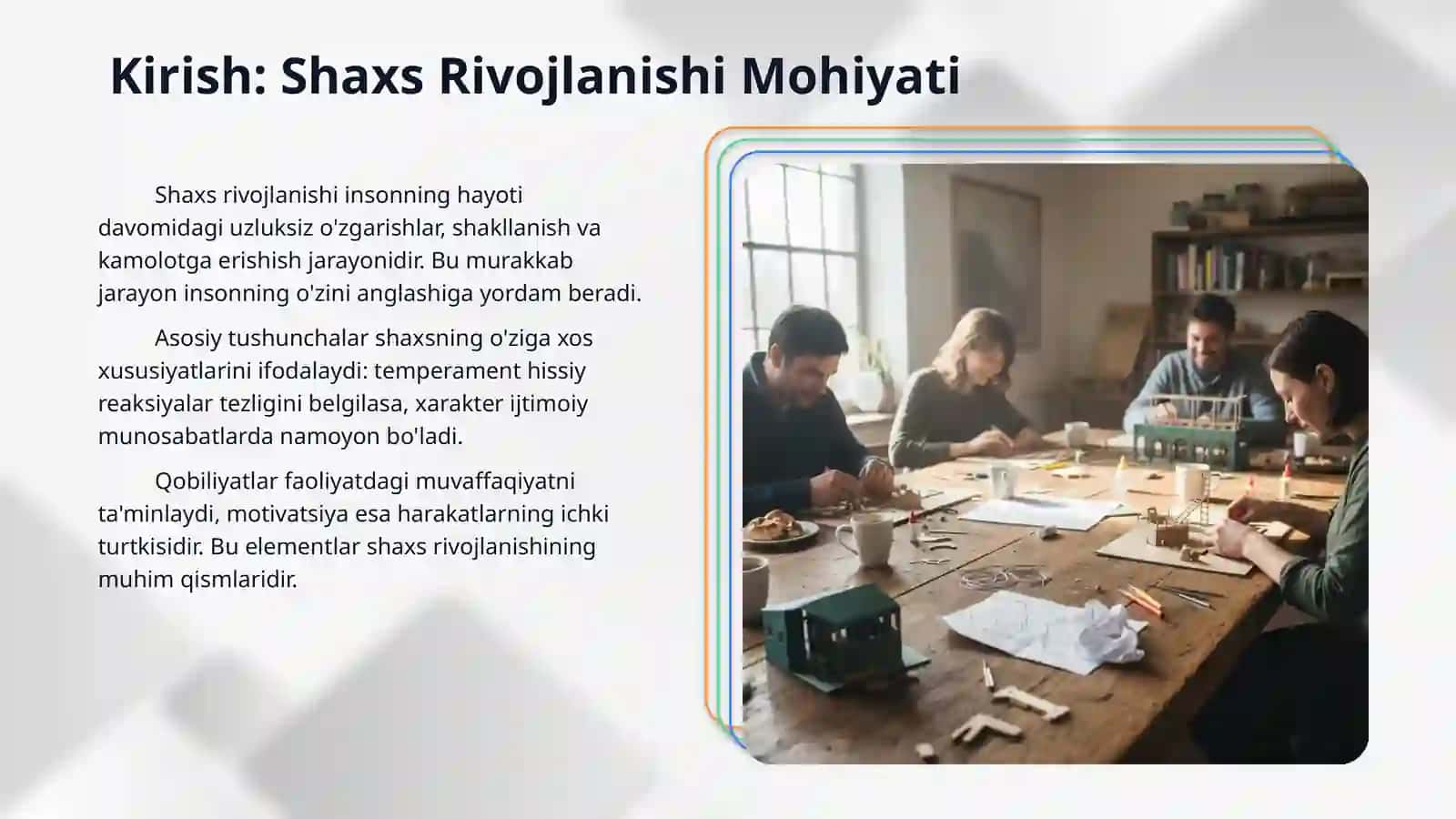 Shaxs rivojlanishining umumiy qonunlari, uning tashxisi 3