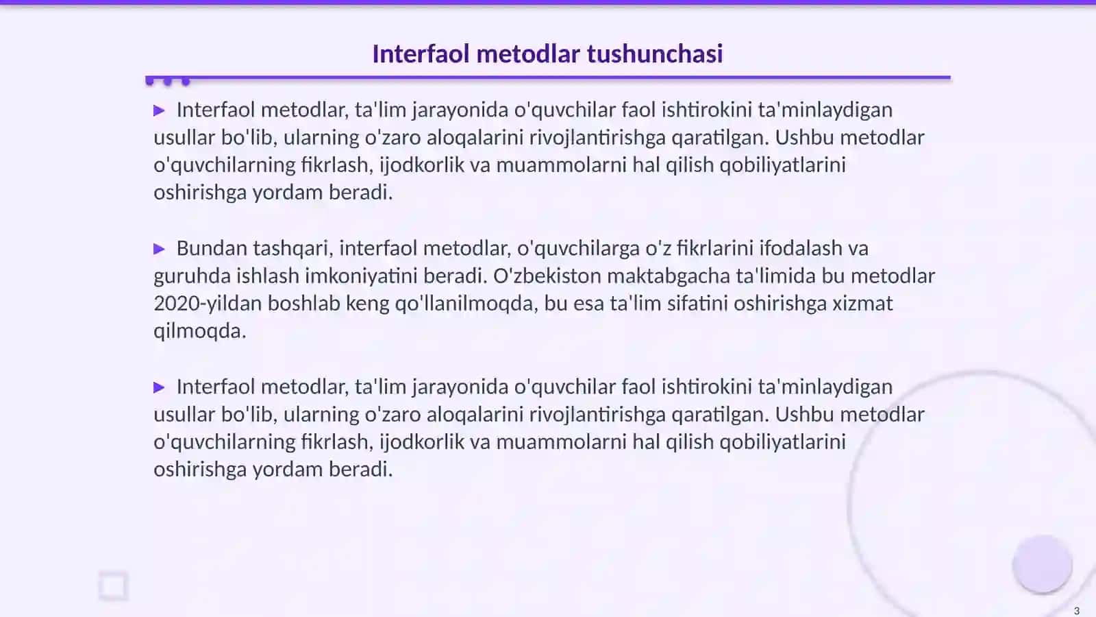 MAKTABGACHA TA'LIM TASHKILOTLARIDA INTERFAOL METODLAR VA ZAMONAVIY TEXNOLOGIYALARDAN FOYDALANISH 3