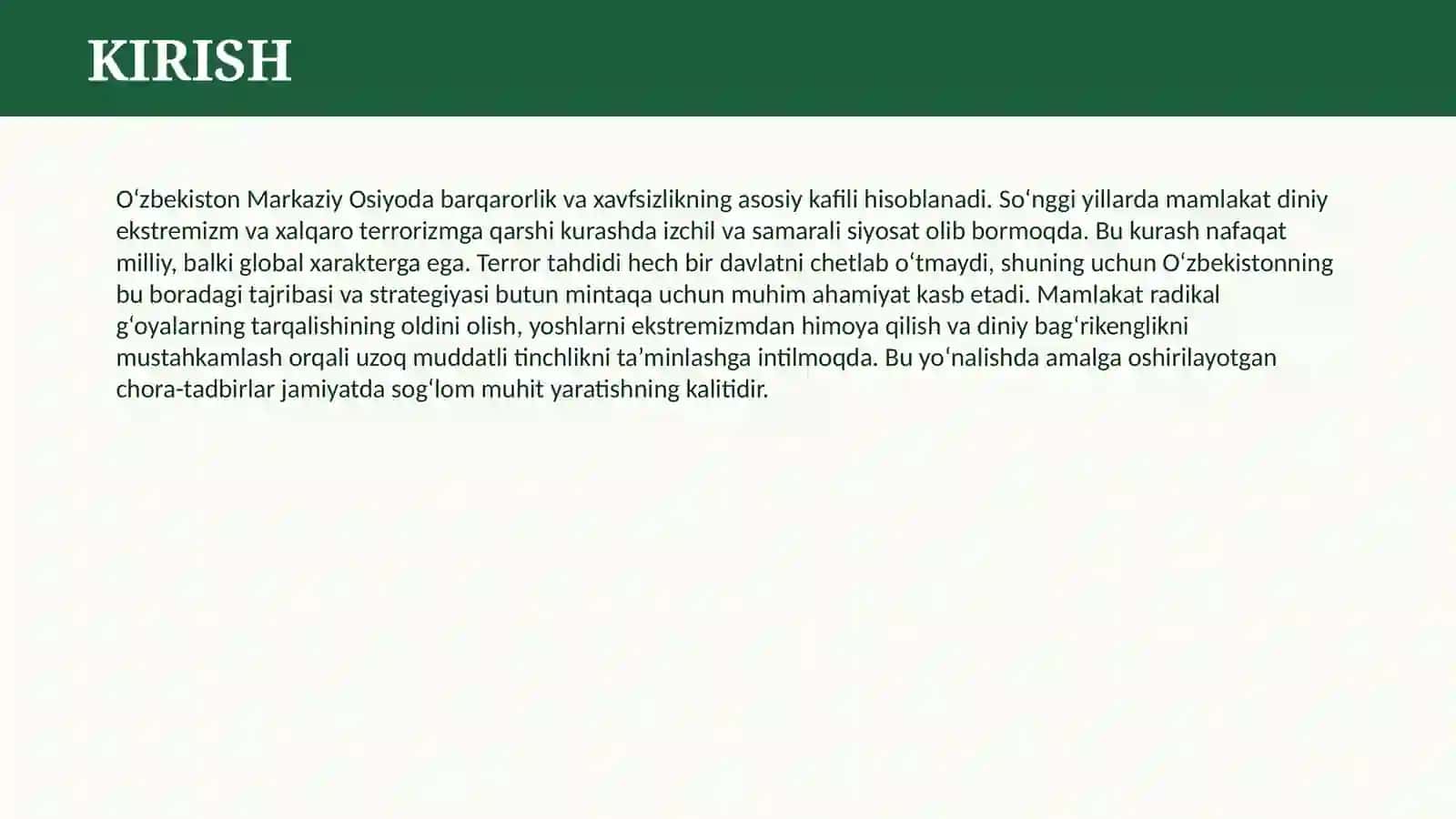 O`ZBEKISTONNING DINIY EKSTREMIZM VA HALQARO TERRORIZMGA QARSHI KURASHI 3