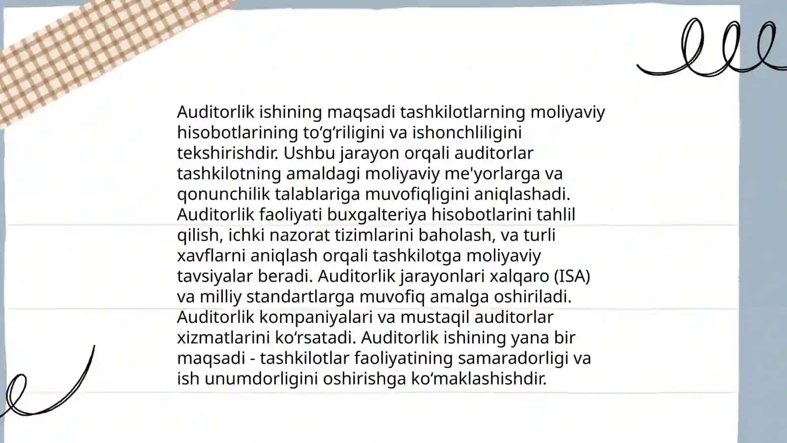 Auditorlik tekshiruvlarini rejalashtirish bosqichlari 3