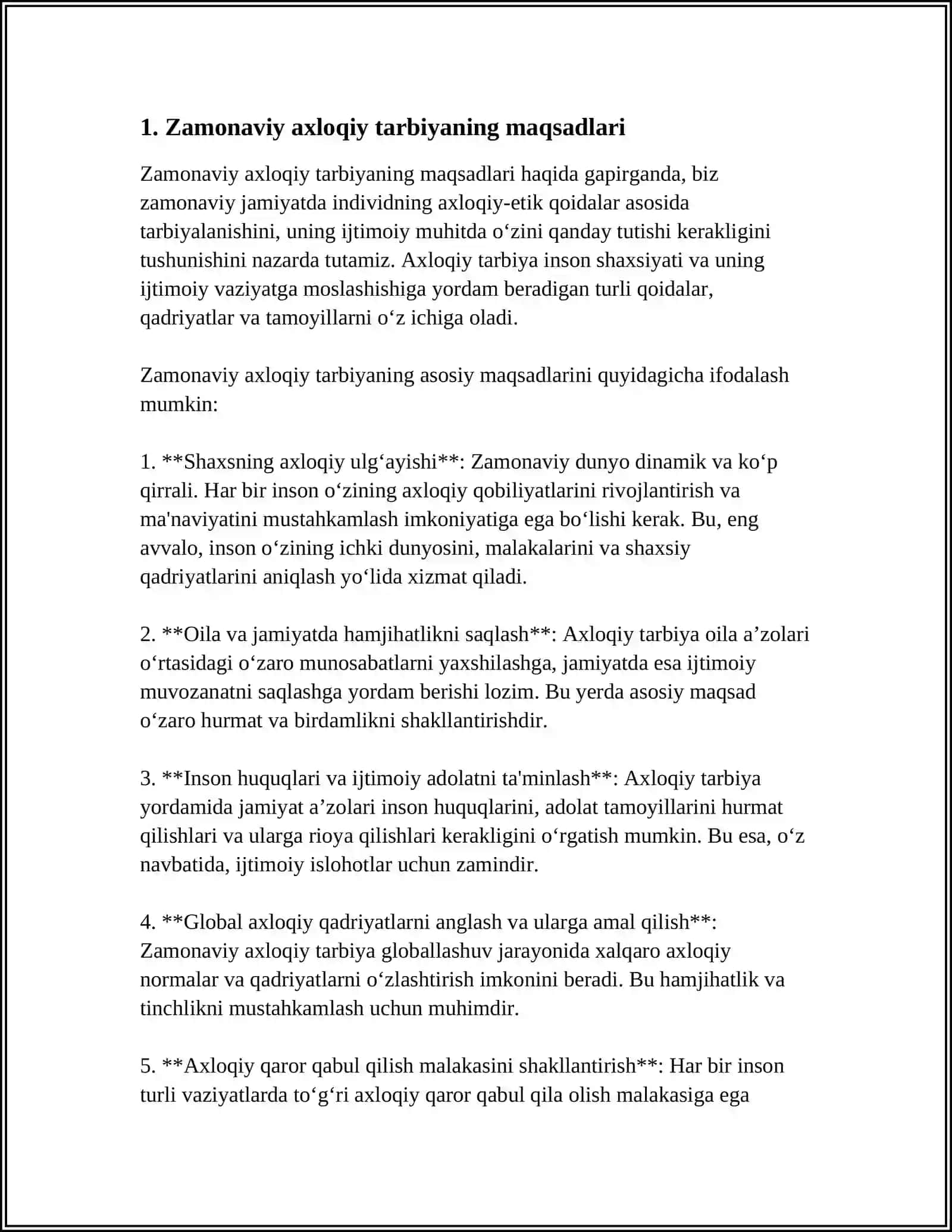 Zamonaviy axloqiy tarbiyaning yutuqlari va kamchiliklar 3