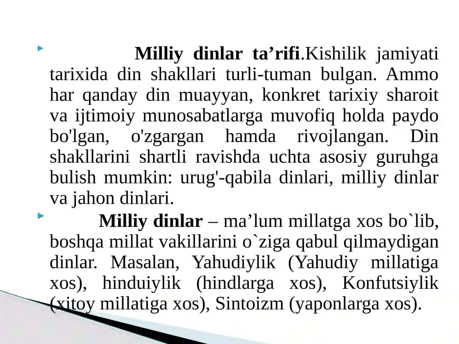 Milliy dinlar 3