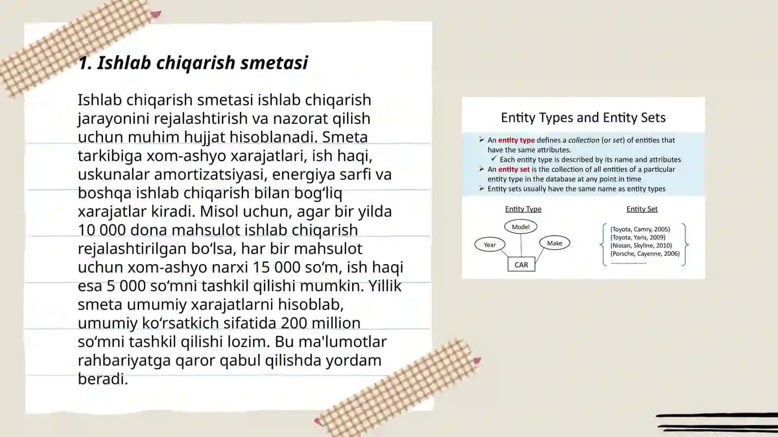 Smeta Turlari va Shakillantirish 3