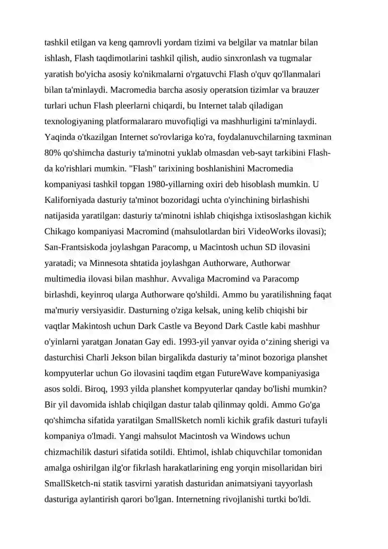 MACROMEDIA FLASH DASTURI VA UNING IMKONIYATLARI 3