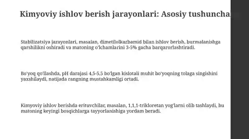 Kimyoviy taʼsir usullarini qoʻllab tikuv buyumlarini tikish texnologiyasi 3