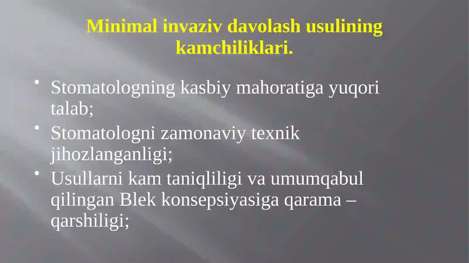Tish qattiq to'qimalarini charxlashning minimal invaziv usullari 3