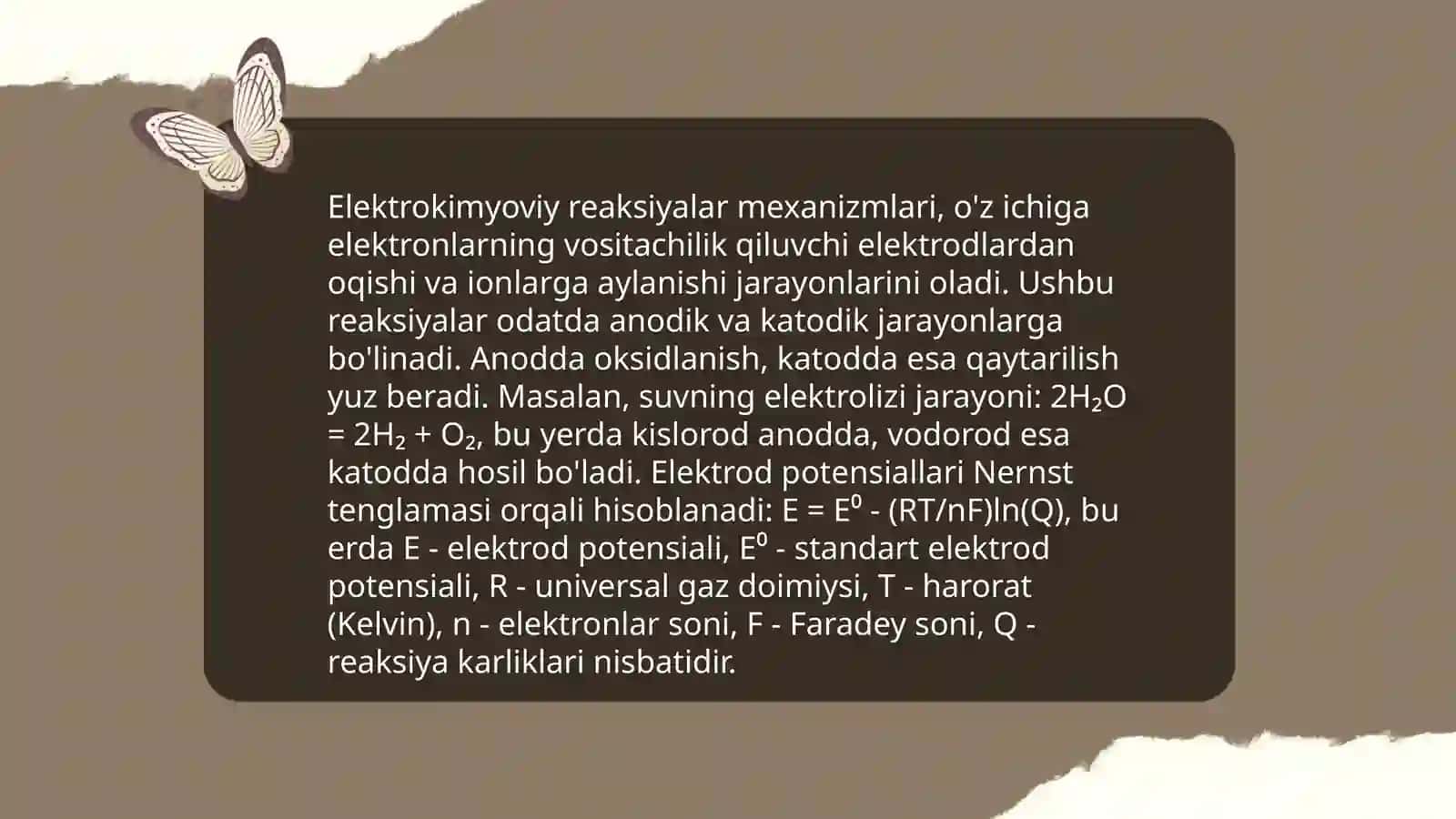 Elektrokimyoviy jarayonlarning kinetik qonuniyatlarini aniqlash 3
