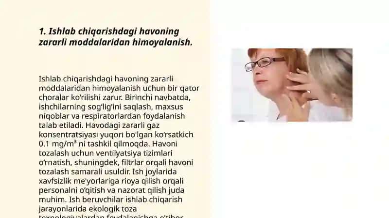Ishlab chiqarishning noqulay muhit sharoitlari bilan ishlashda kasb kasalliklarni oldini olish 3