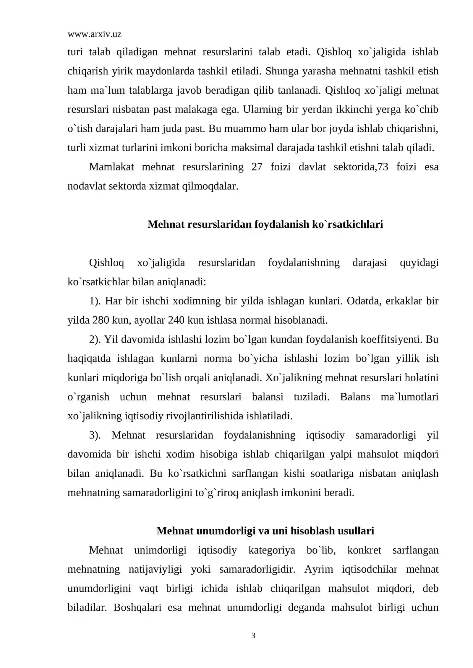 Qishloq xo`jaligi mehnat resurslari 3