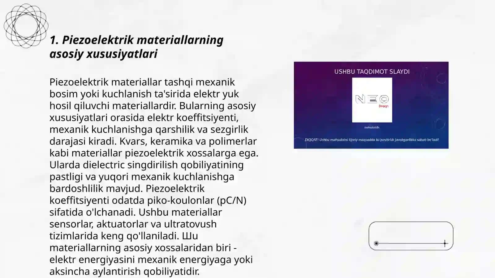Pezoelektriklar,segnetoelektriklar va ularning texnikada qo'llanishi 3