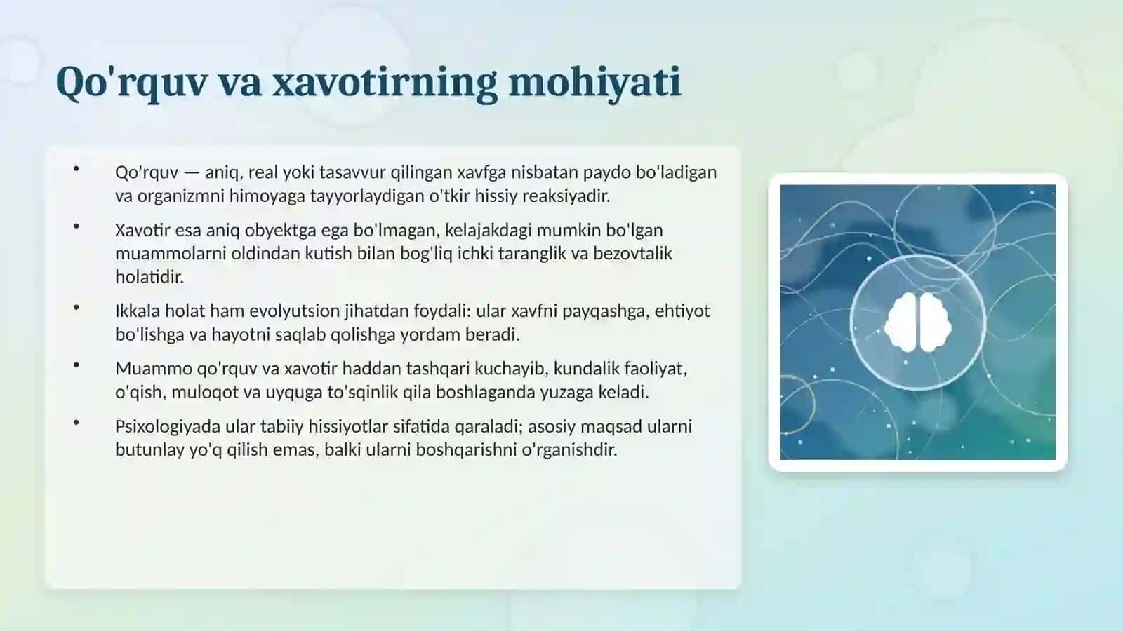 Qo'rquv va xavotirning psixologik usullari 3