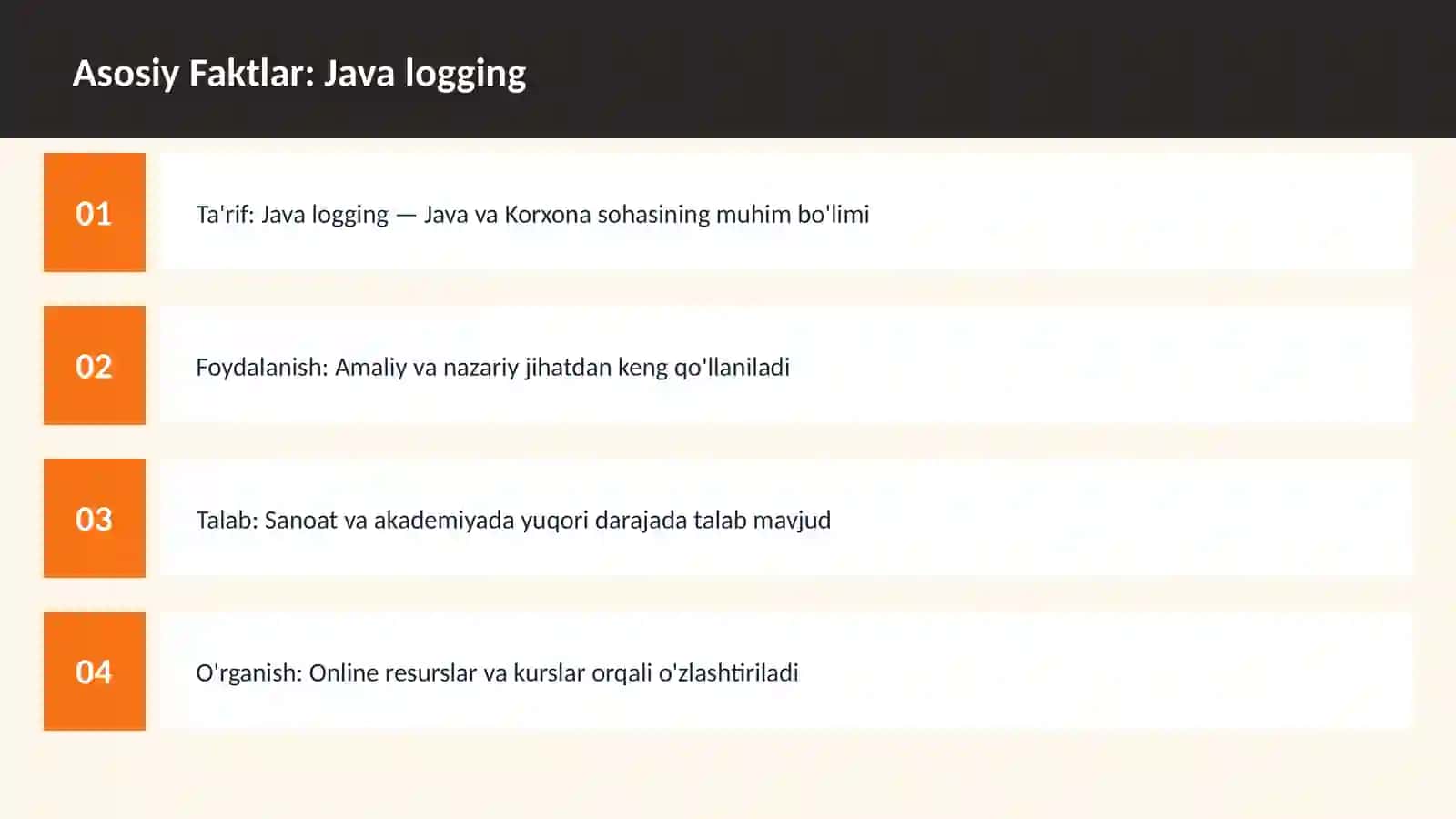 DASTURLASH | JAVA VA KORXONA 3