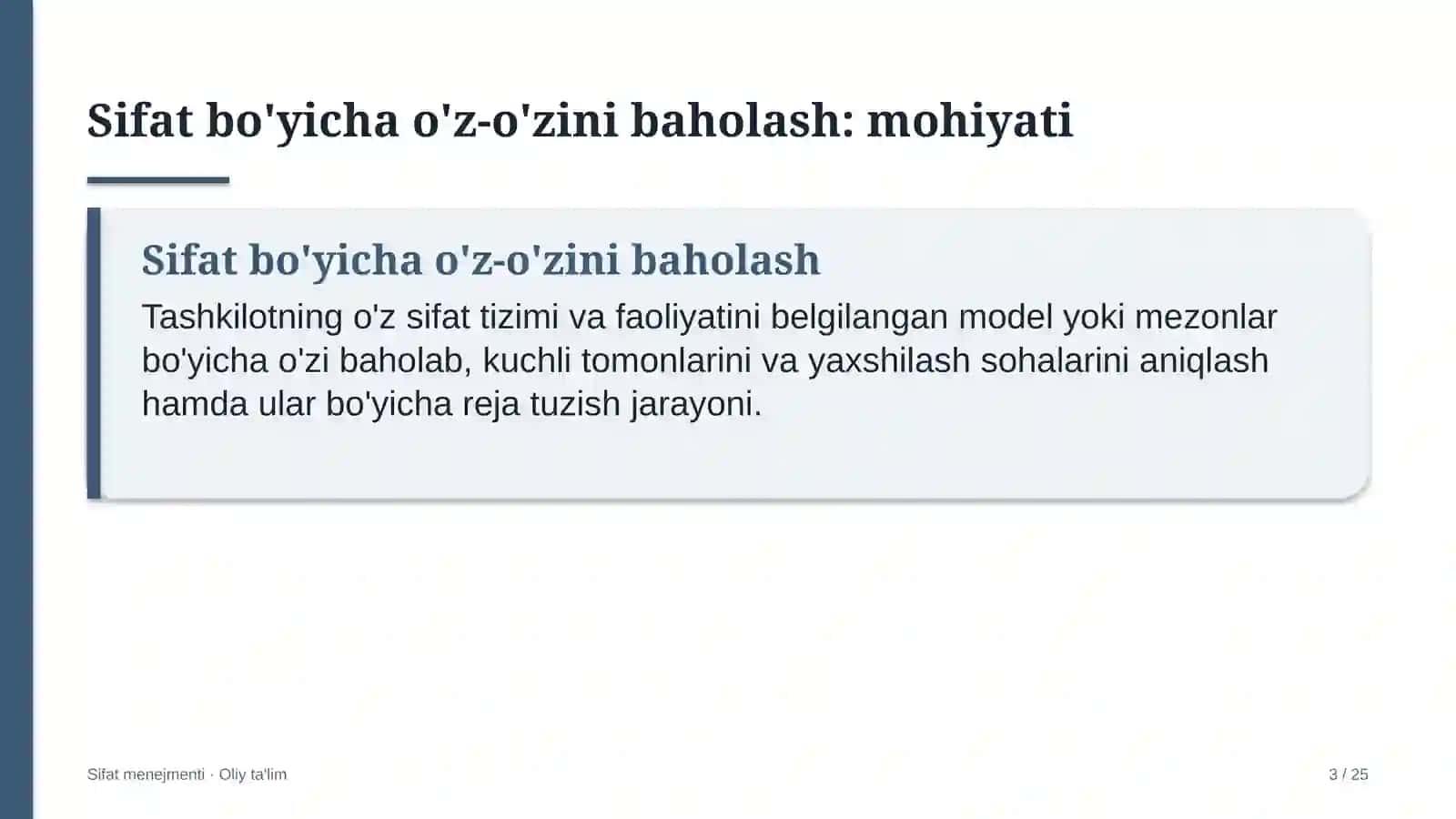 qora metallurgiyada sifat bo'yicha o'z o'zini baholashni o'tkazish 8360 3