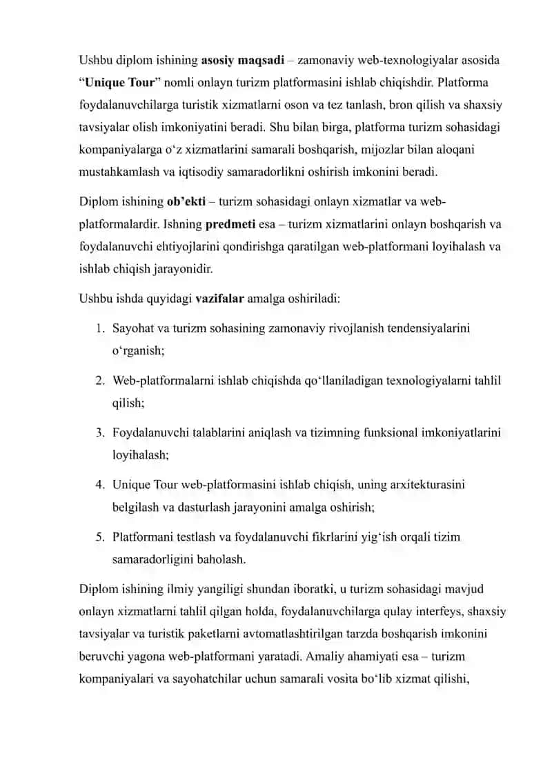 Unique Tour Web Platformasi Ishlab Chiqish 3