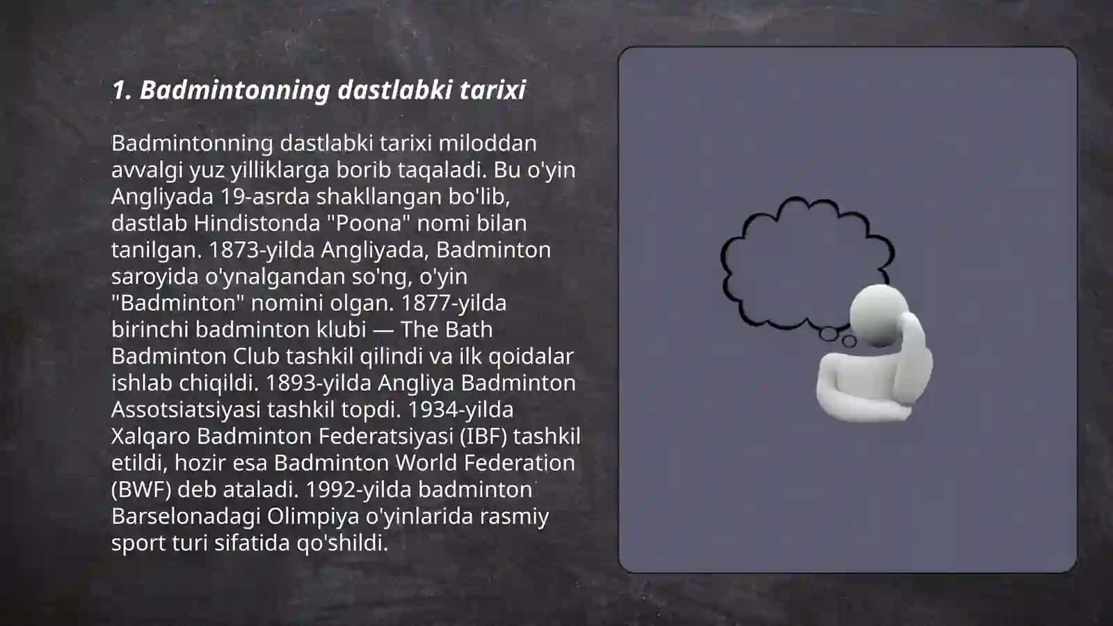 Badminton o'yinining kelib chiqishi va rivojlanish tarixi 3