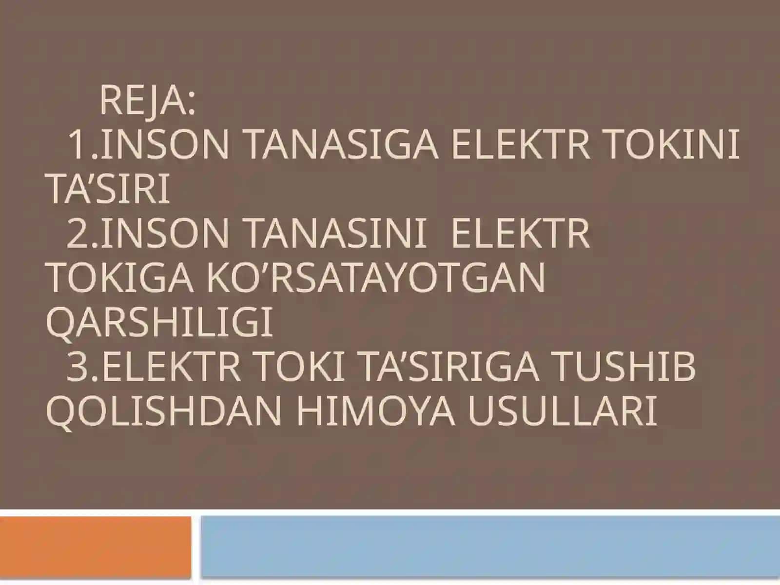 ELEKTR BILAN ISHLAGANDA XAVFSIZLIK CHORALARI 3