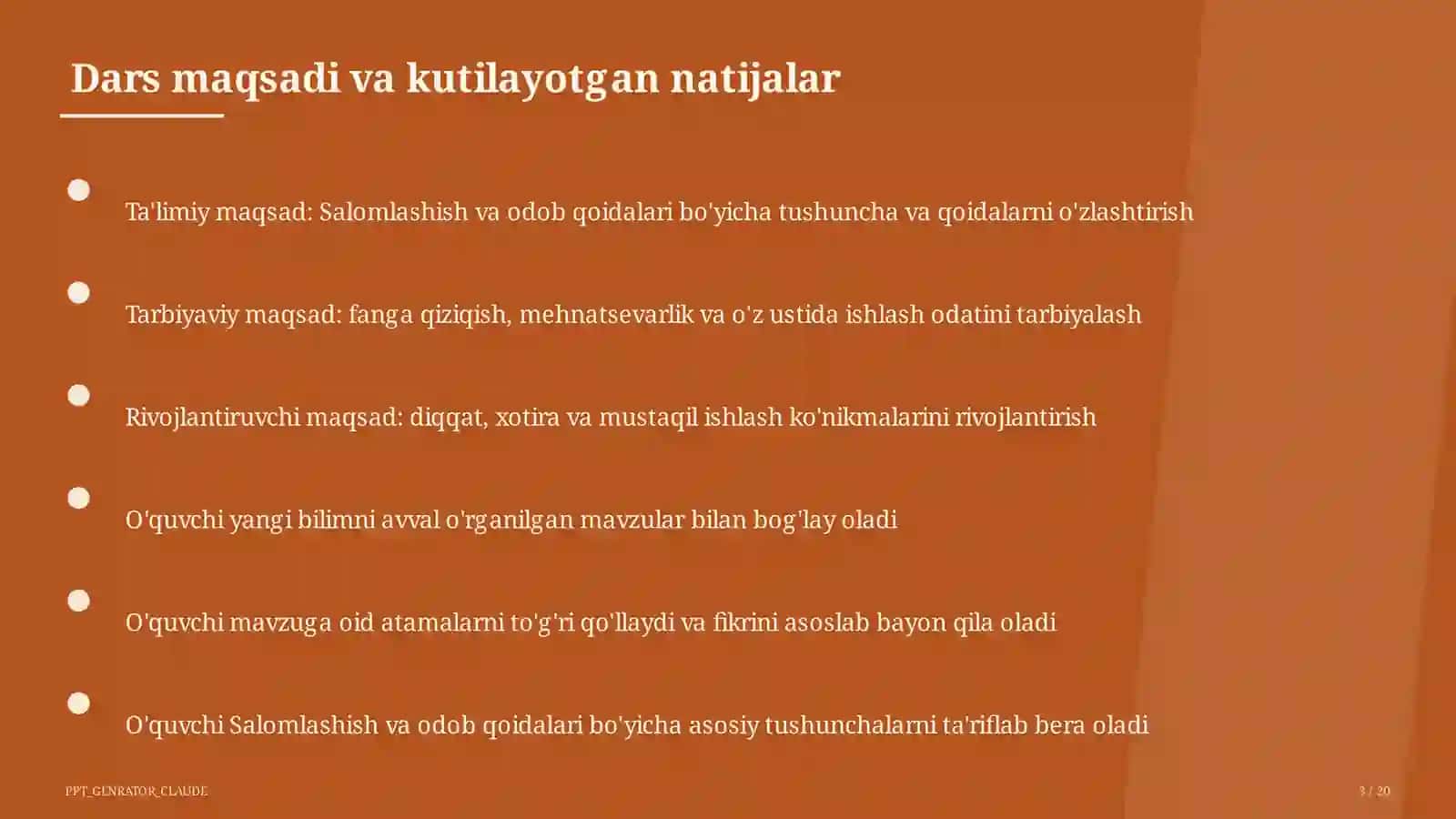 Salomlashish va odob qoidalari (1-sinf) 3