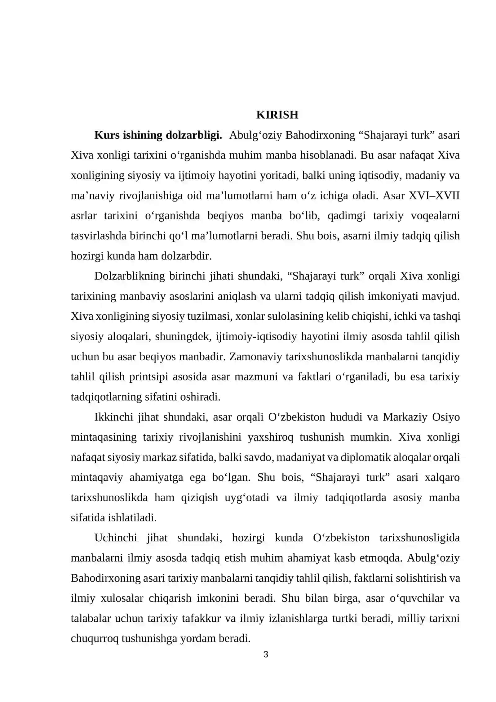 Abulg‘oziy Bahodirxoning ‘‘ Shajarayi turk‘‘ asari Xiva xonligi tarixini o‘rganishda muhim manba 3