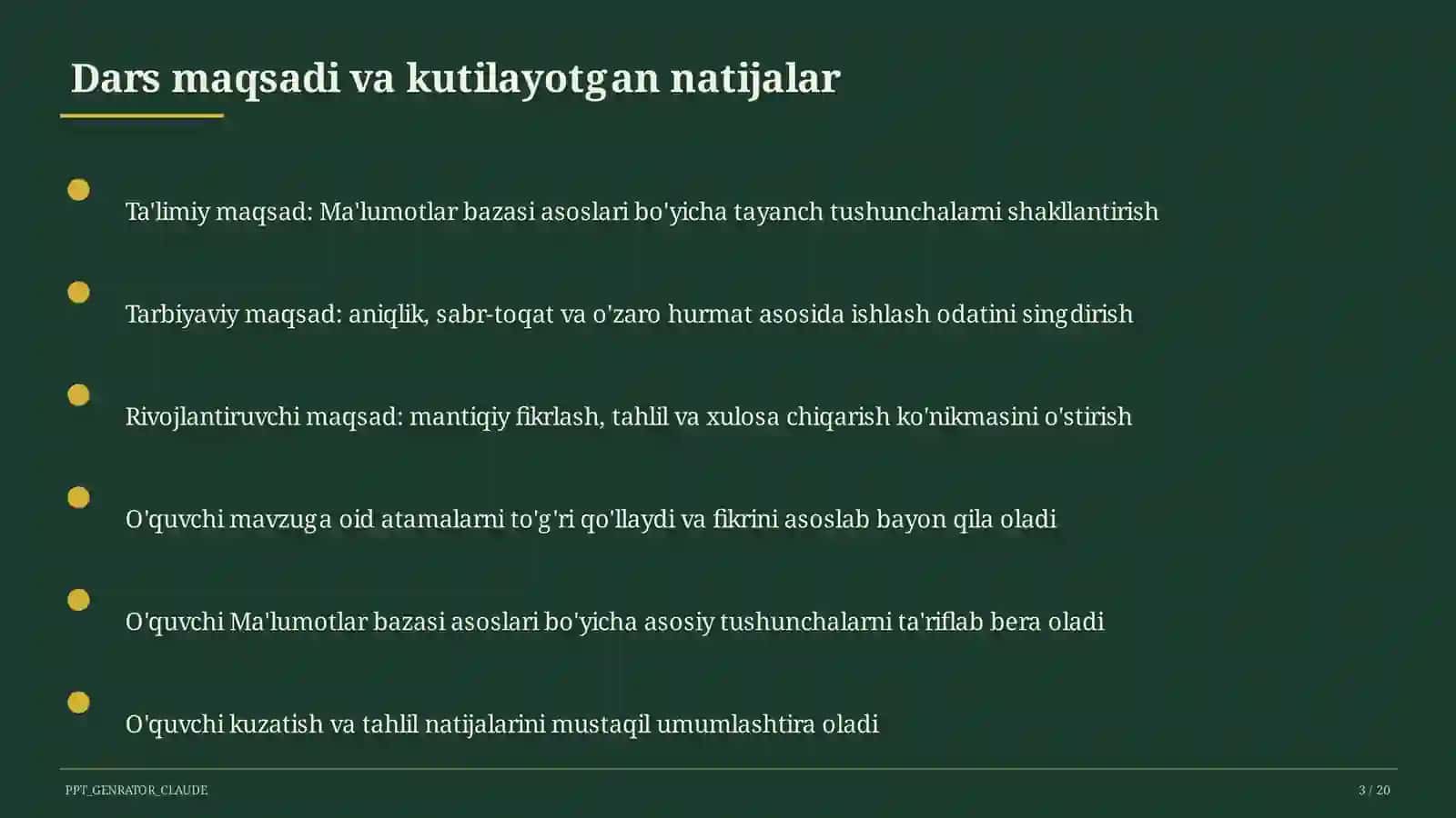 Ma'lumotlar bazasi asoslari (9-sinf) 3