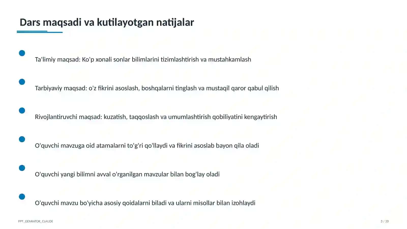 Ko'p xonali sonlar (4-sinf) Boshlang'ich sinf: Matematika (1– 4) — o'quvchilar uchun 3