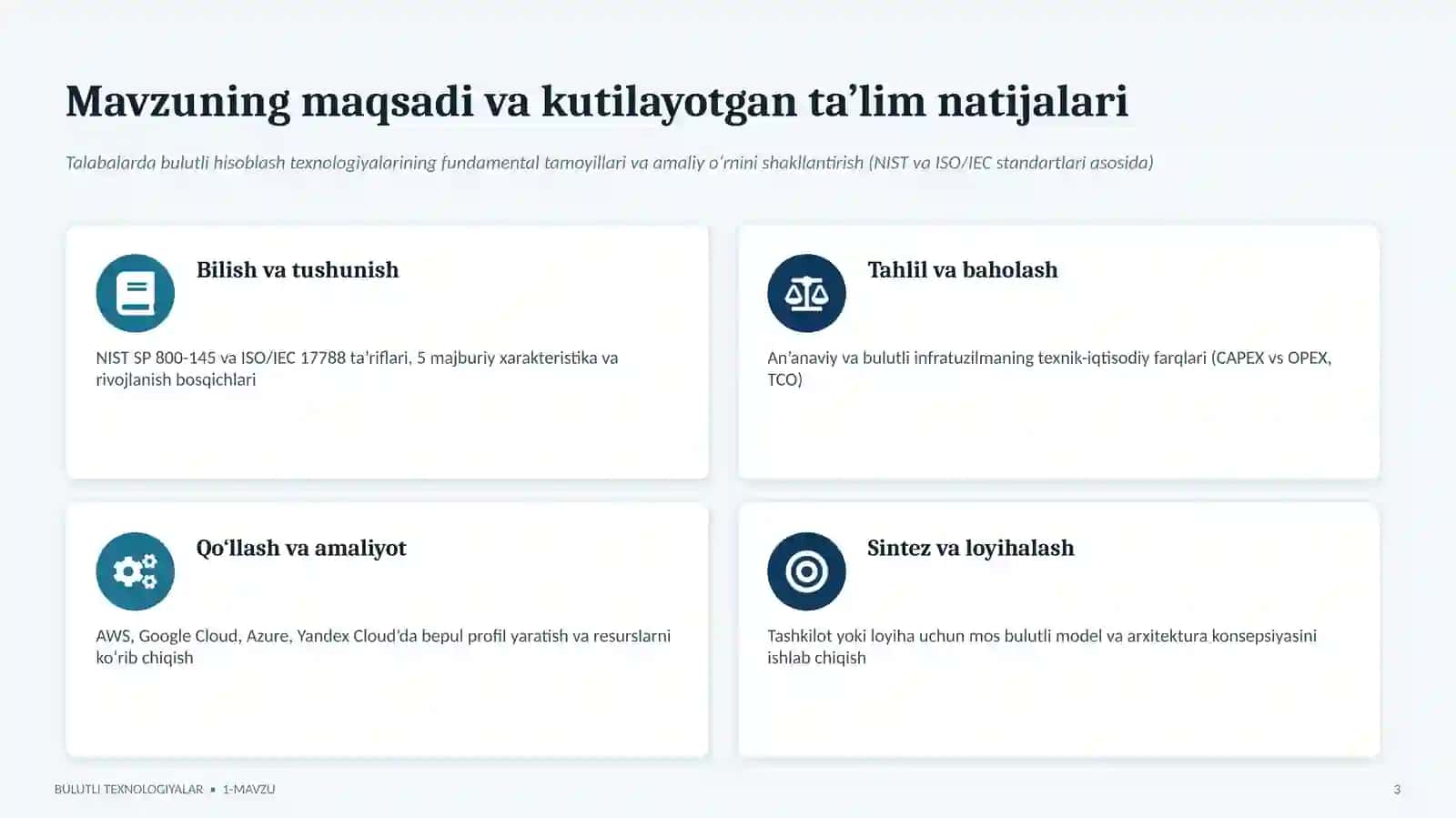 Bulutli hisoblash texnologiyalariga kirish 3