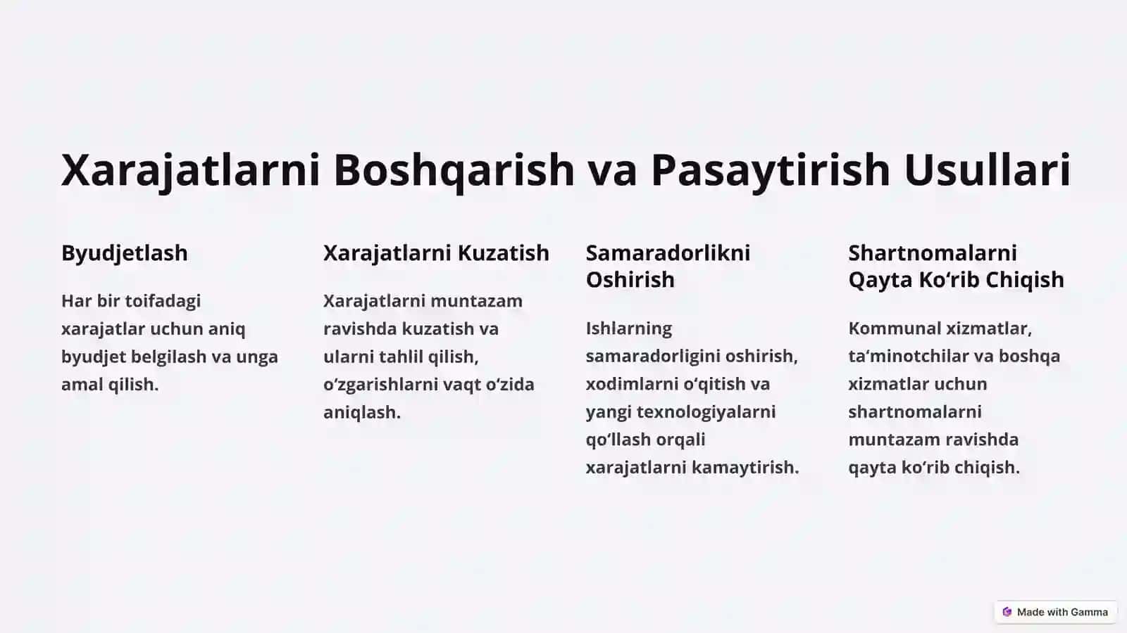 Mehmonxona Xo‘jaligining Xarajatlarini Rejalashtirish 3