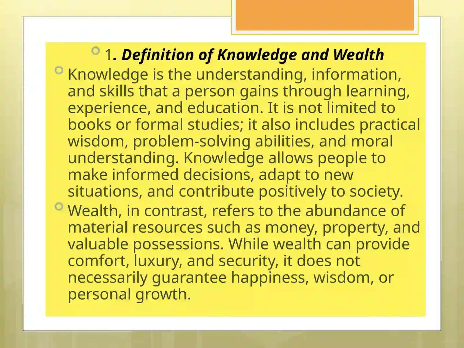 Definition of Knowledge and Wealth 3