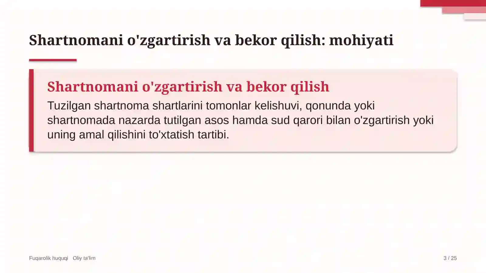 mis sanoatida shartnomalarni o'zgartirish va bekor qilish 4565 3