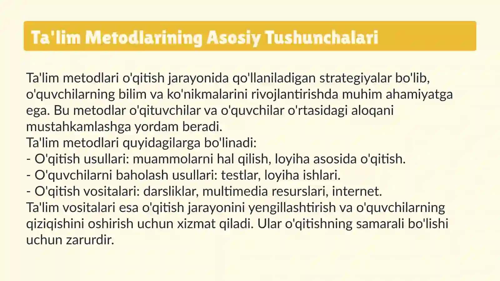 Ta'lim metodlari va vositalari 3