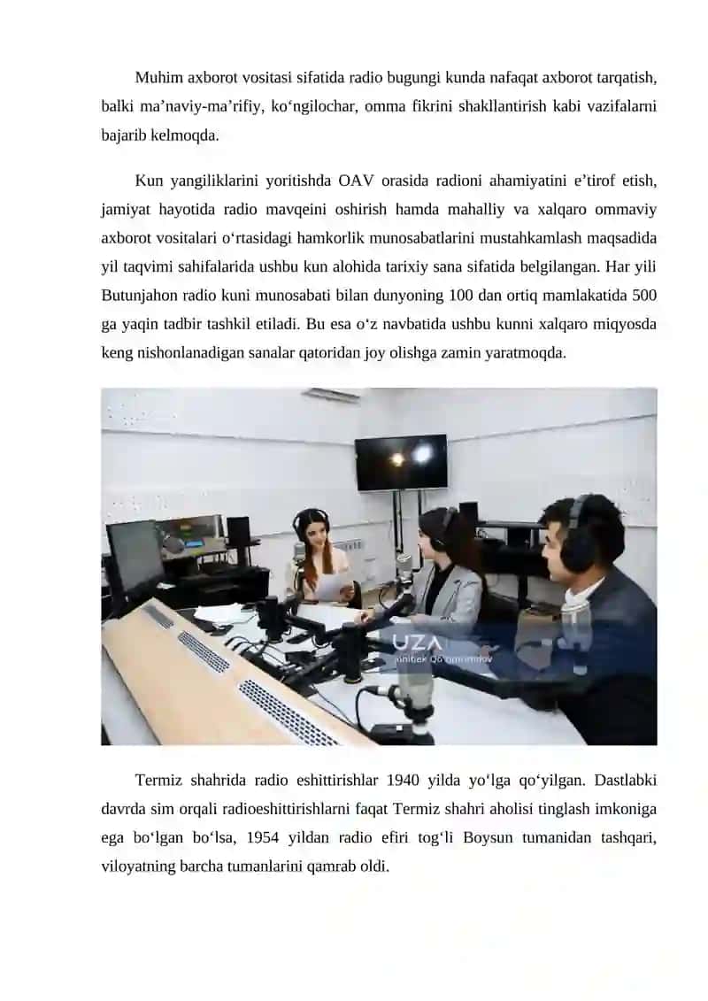 Radio – axborot tarqatishning eng tezkor va qulay vositasi 3