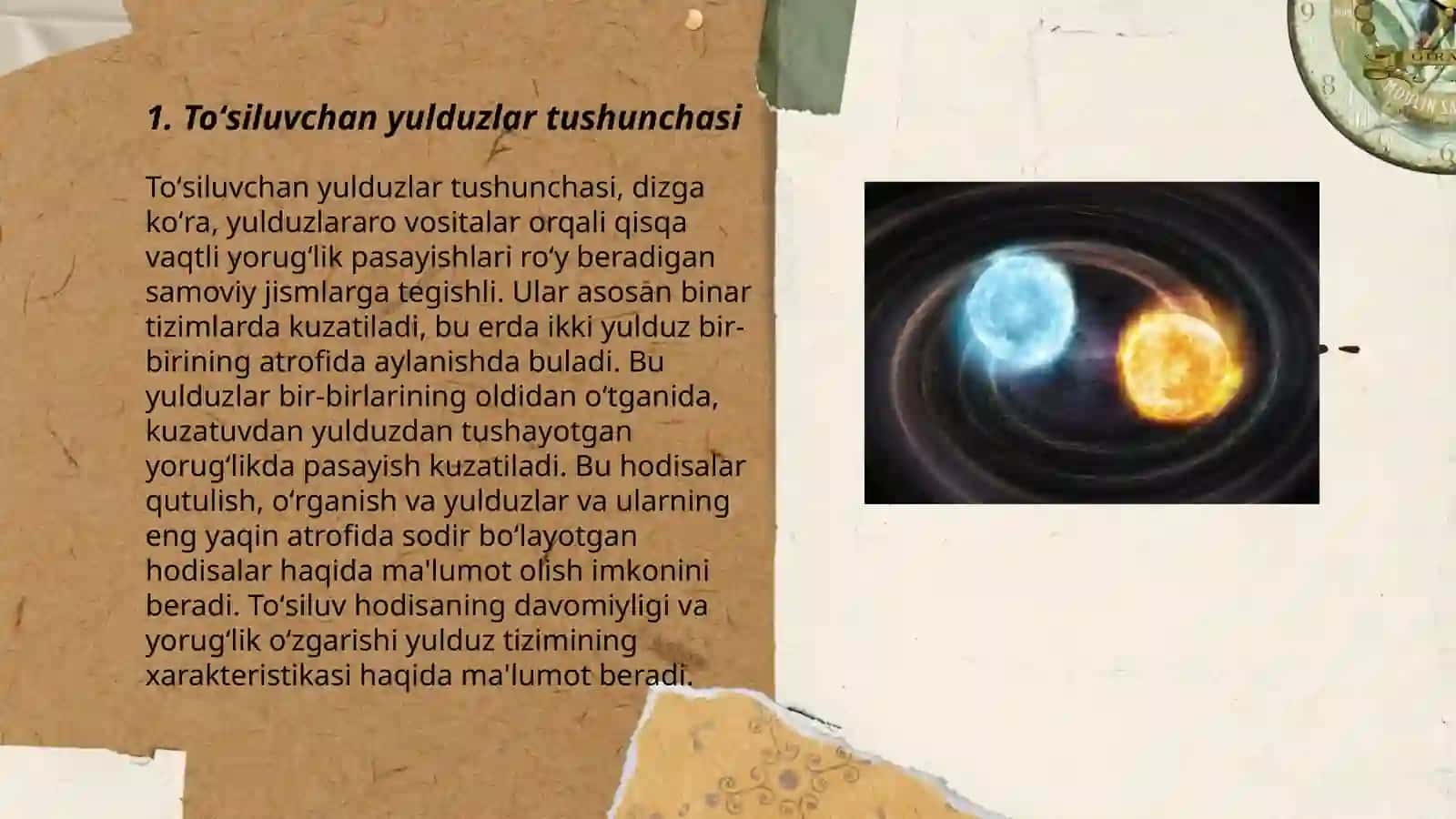 Toʻsiluvchan yulduzlarning klassifikatsiyasi va tezligi 3