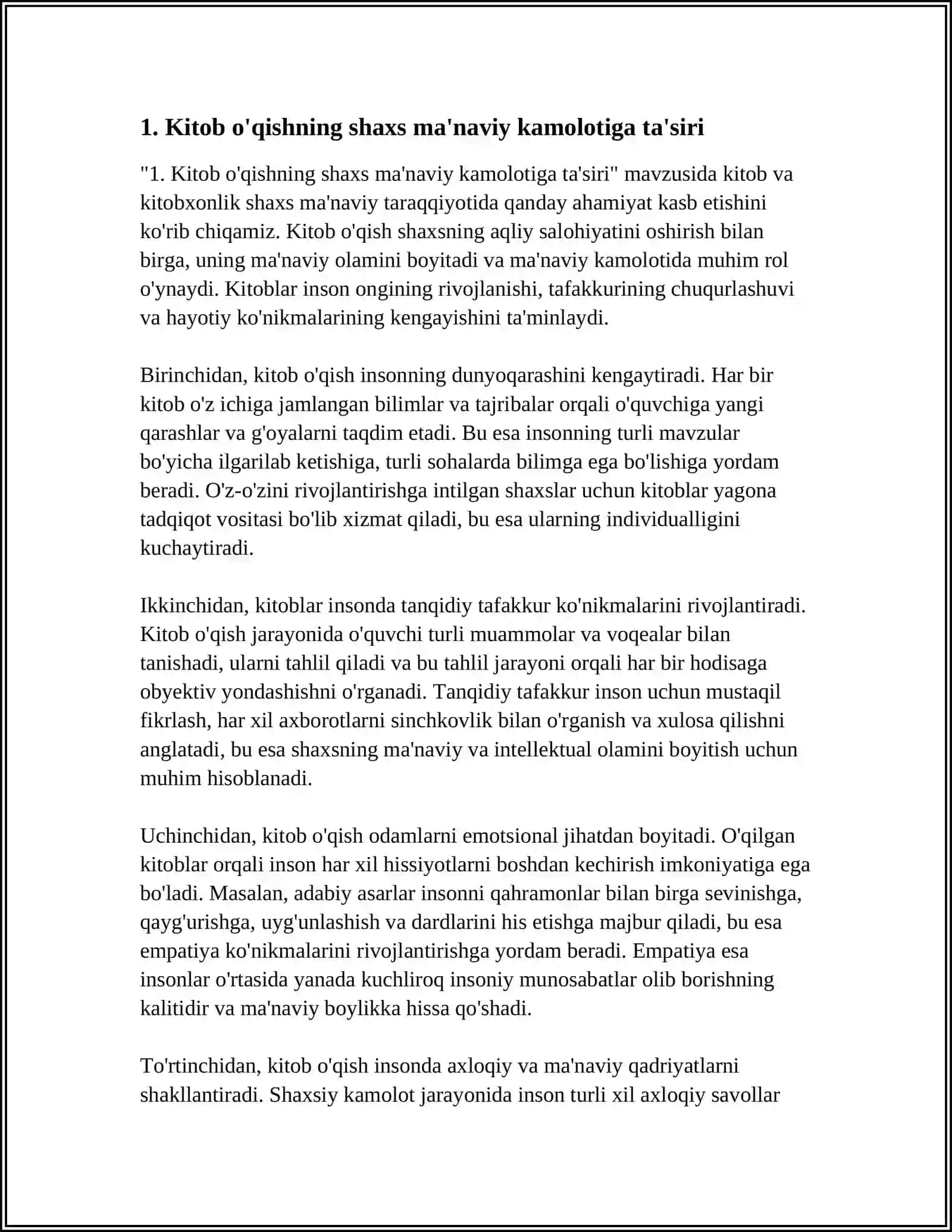 SHAXS MAʼNAVIY KAMOLOTIDA KITOB VA KITOBXONLIKNING MUHIM AHAMIYATI 3