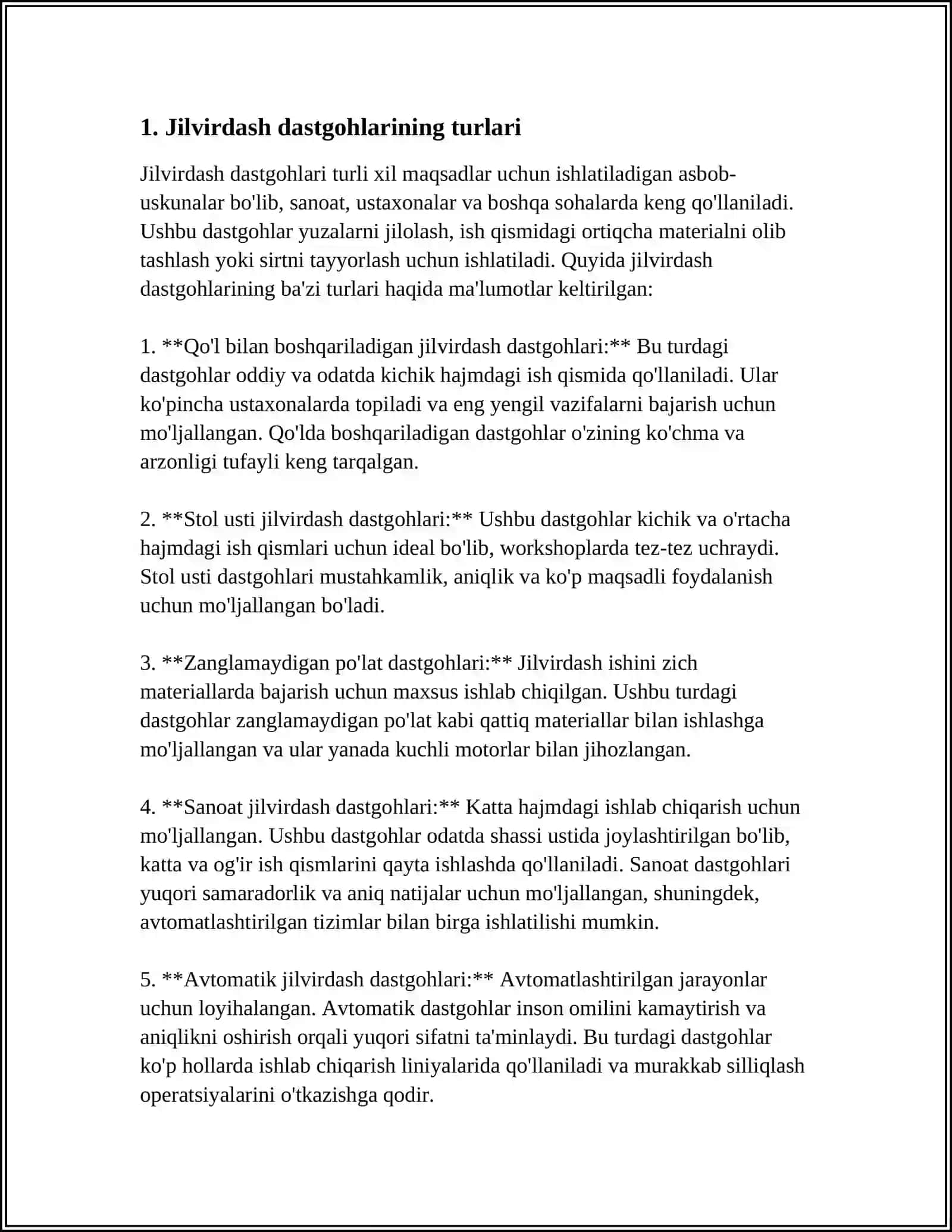 JILVIRLASH DASTGOHLARINING MOSLAMA VA ASBOBLARI 3