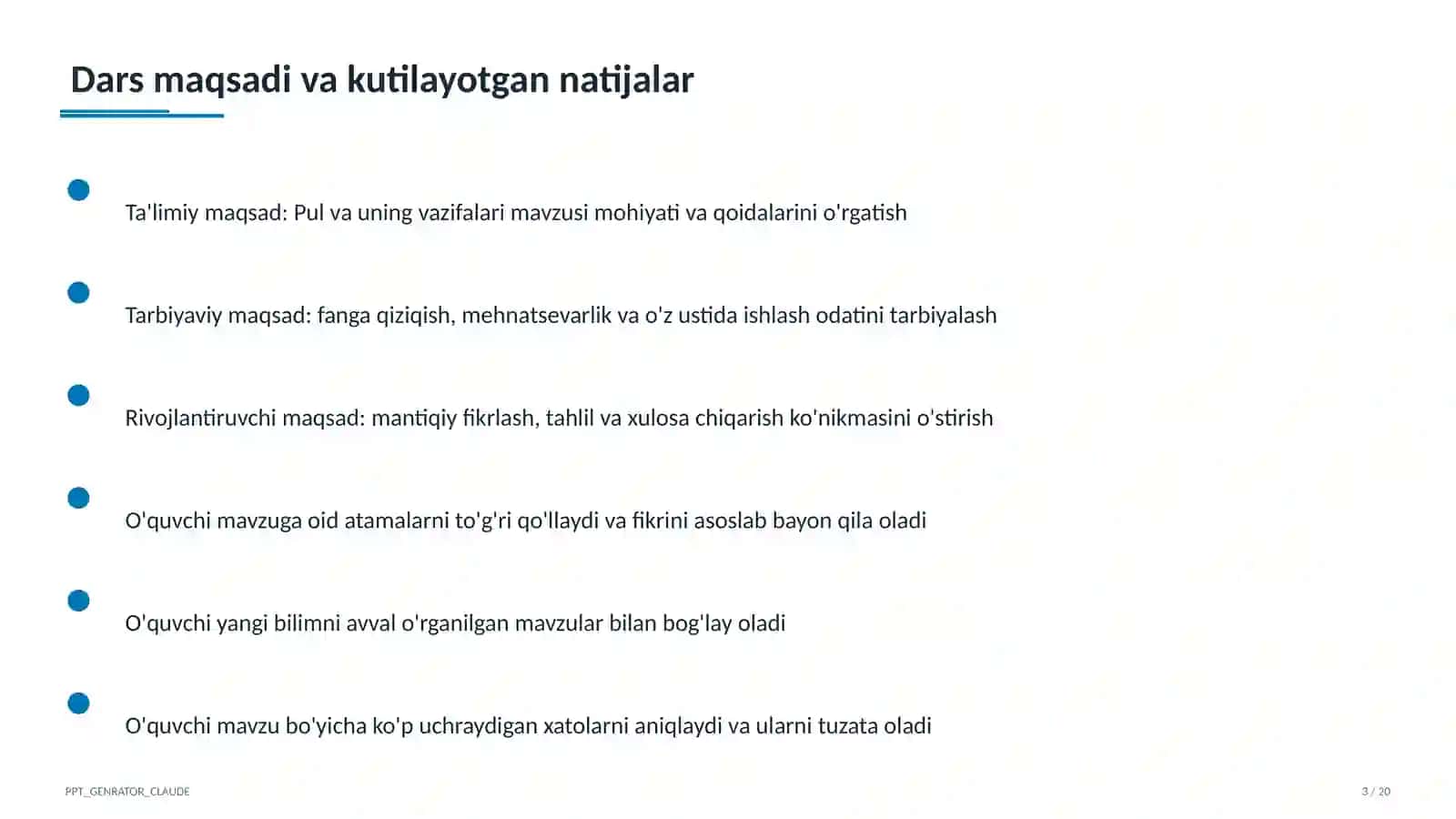 Pul va uning vazifalari (9-sinf) 3