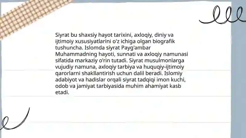 Siyrat va uning fazilatlari. Arab yerlari va qavmlari 3