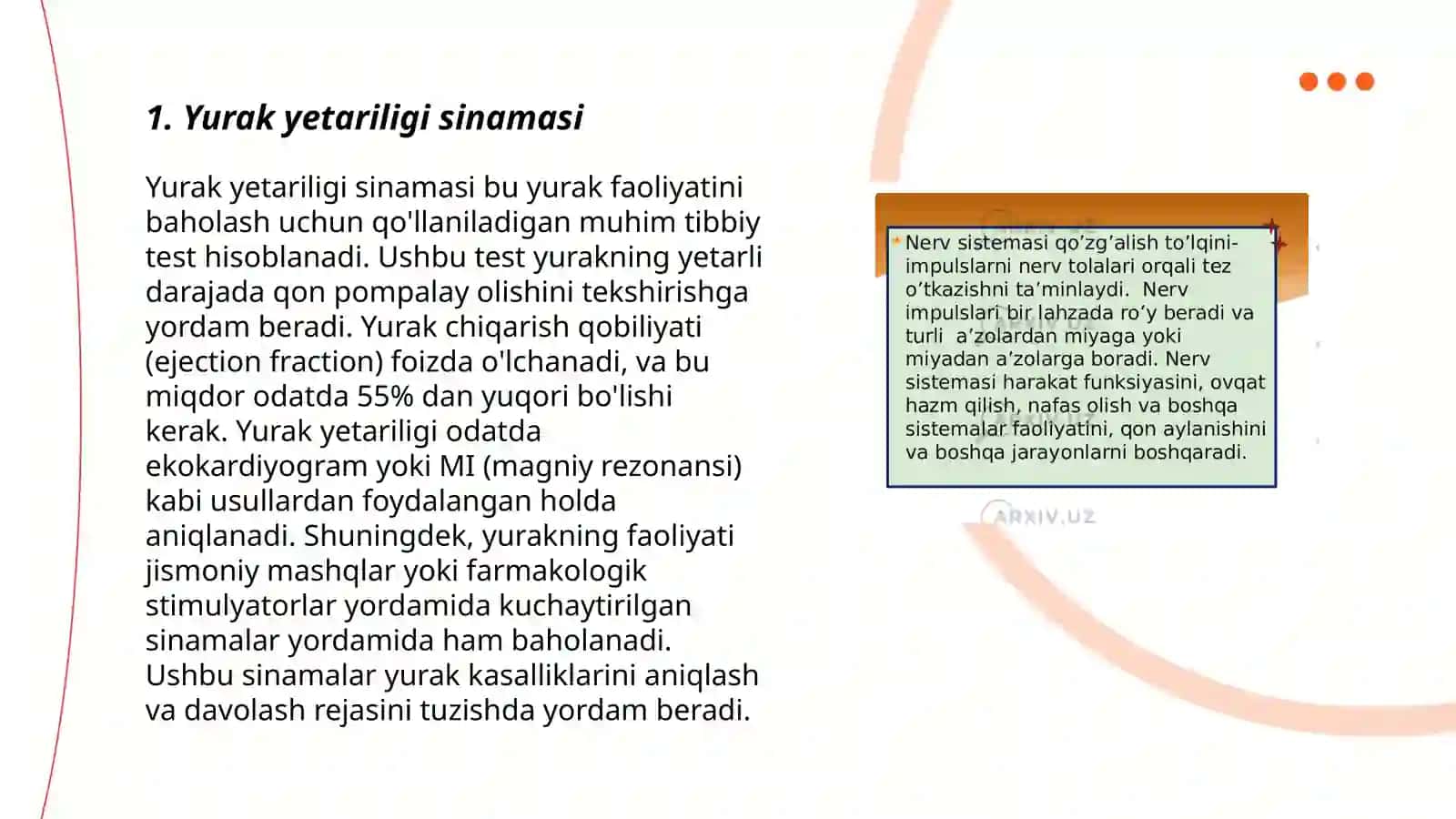 Yurak qon tomir tizimini tekshirish sinamalari 3