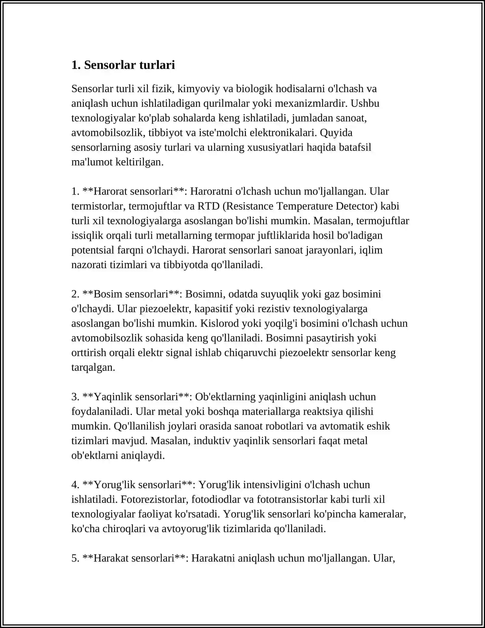 SENSORLAR TURLARI 3