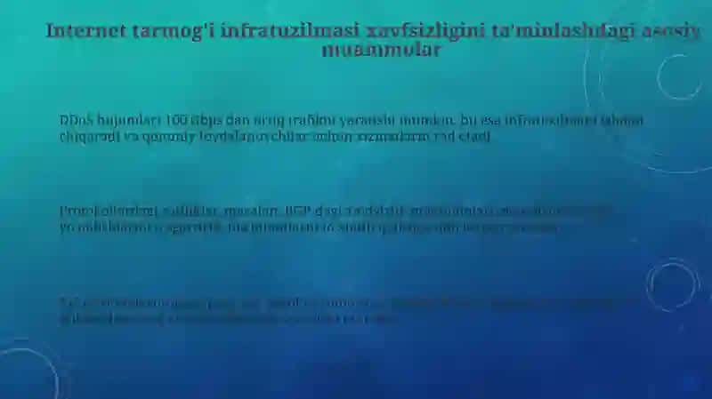 Internet tarmog'i infratuzilmasida xavfsizlikni ta'minlashdagi asosiy muammolar 3