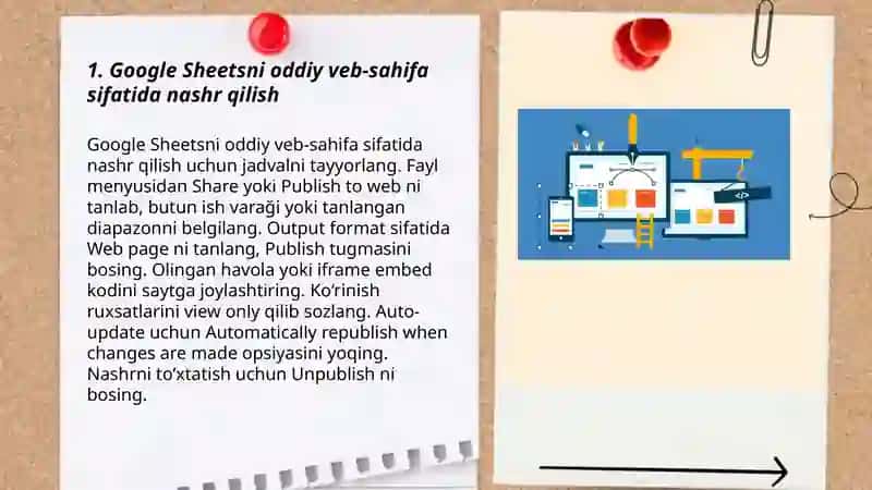 Google Sheetsda veb sahifalar yaratish 3