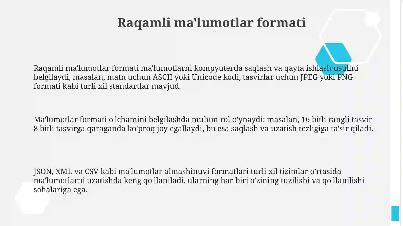 Raqamli ma'lumotlar bilan ishlash asoslari 3