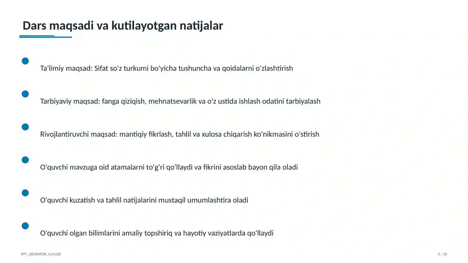 Sifat so'z turkumi (3-sinf) 3
