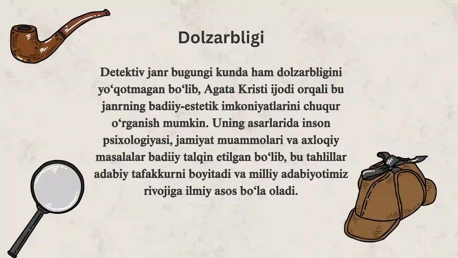 AGATA KRISTI DETEKTIV ASARLARINING XUSUSIYATLARI 3