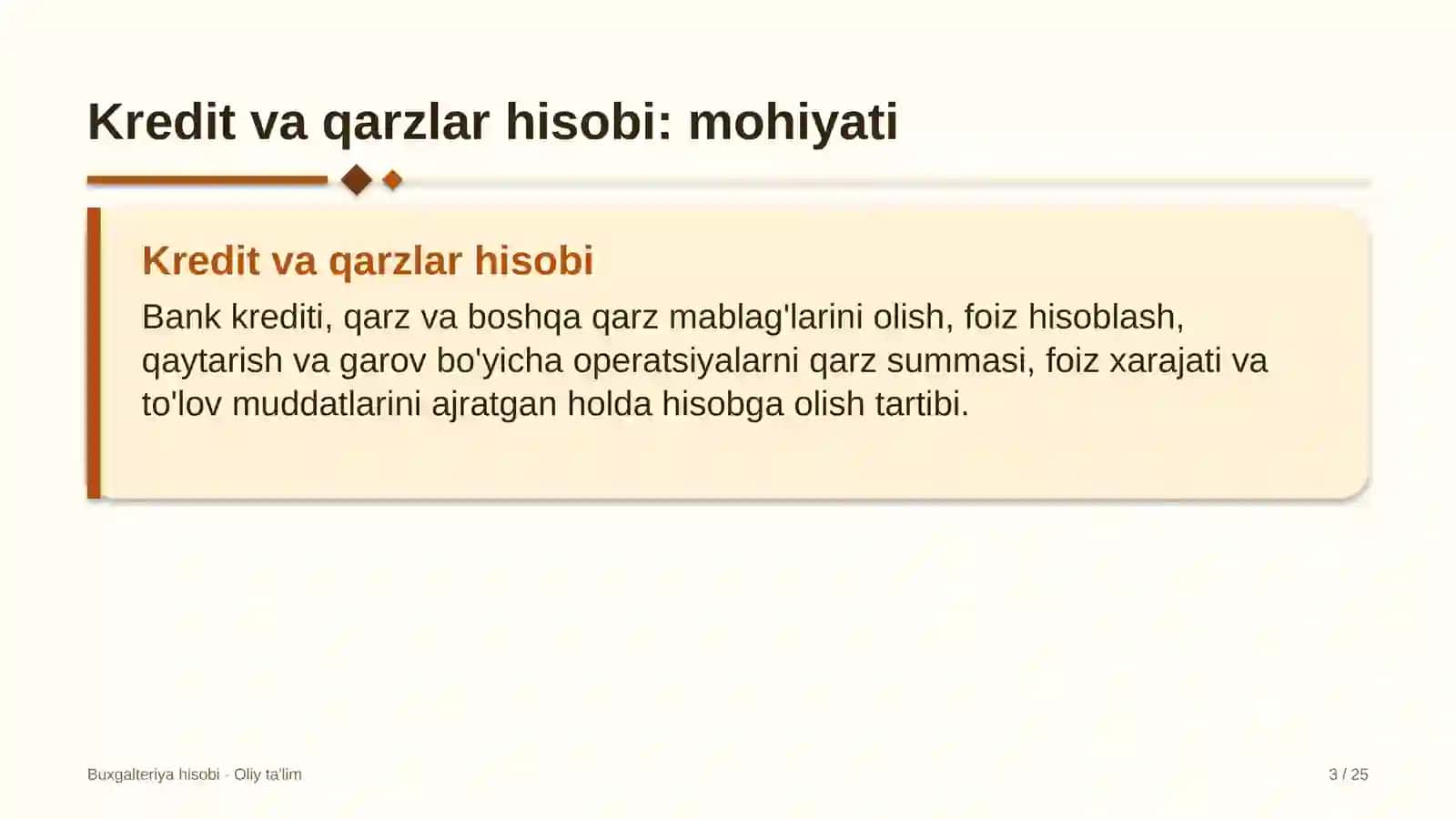 Dorivor o'simliklar yetishtirishda kredit va qarzlar hisobi 3