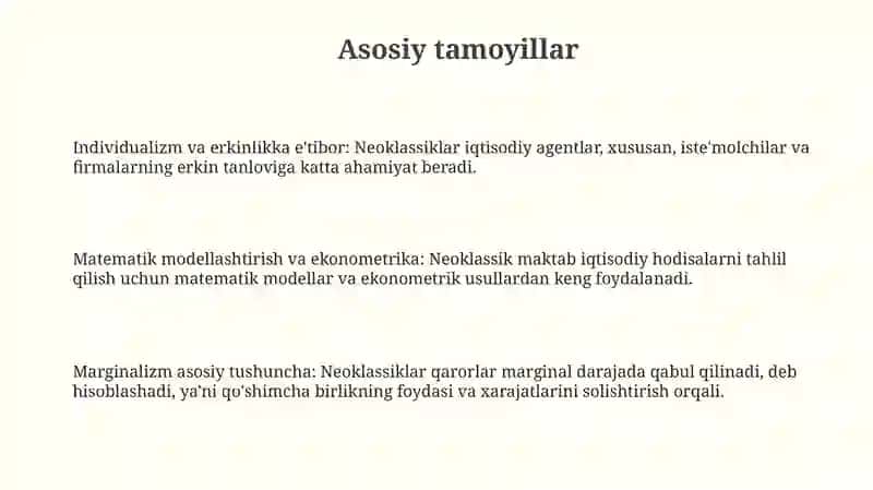 Neoklassik maktab iqtisodiy qarashlari 3