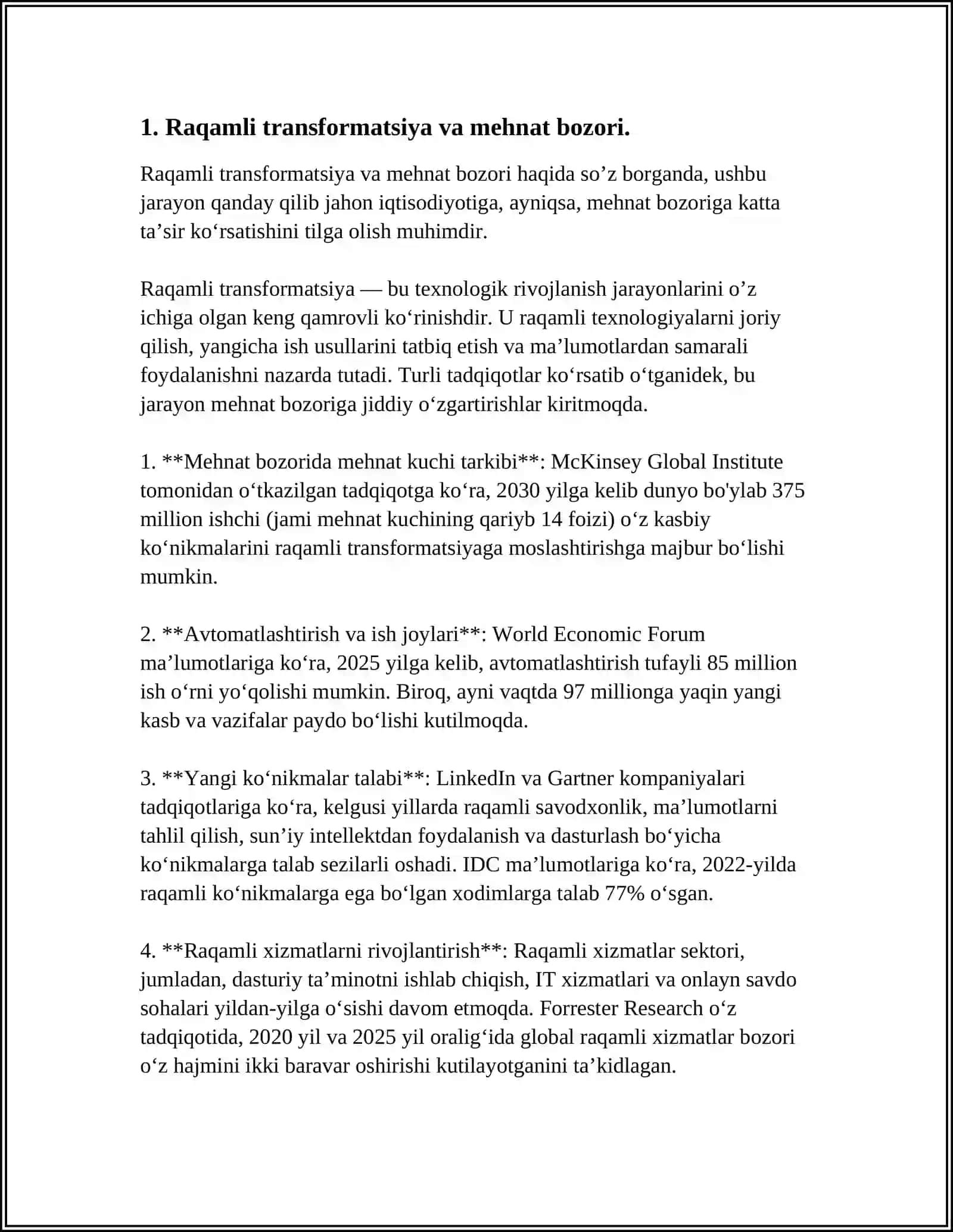 TO'RTINCHI SANOAT (SANOAT 4.0.) INQILOBI DAVRIDA MEHNAT BOZORINING O'ZGARISHI VA TEXNOLOGIK TUZILMADAGI O'ZGARISHLAR 3
