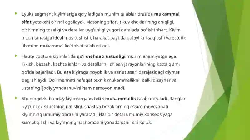 Haute couture (Lyuks) segmentiga oid kiyimlarni loyihalash 3
