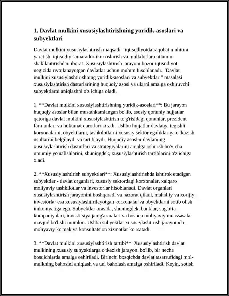 Davlat mulkini xususiylashtirishning yuridik-asoslari 3