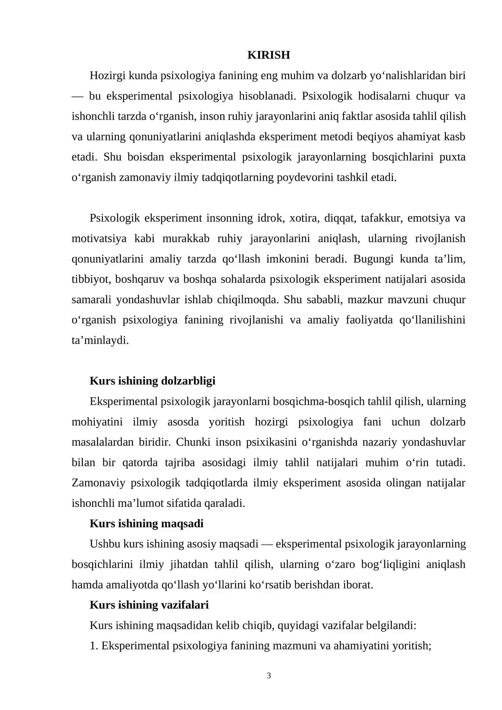 Eksperimental psixologik jarayonlar bosqichlari 3