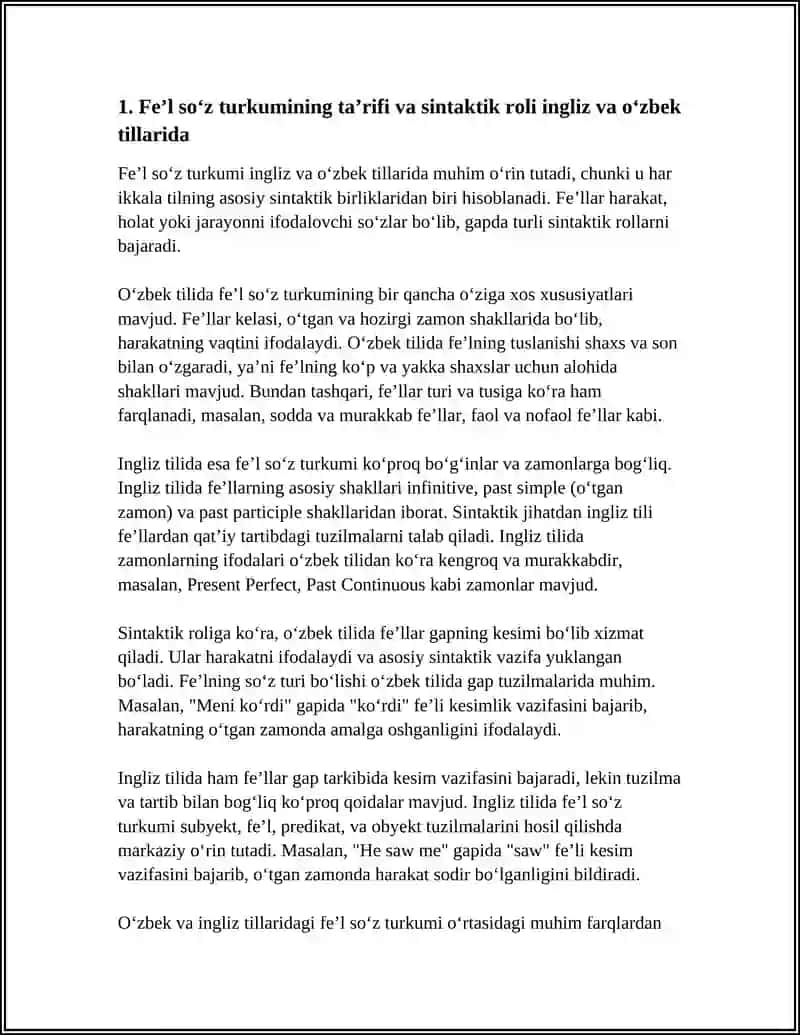 INGLIZ VA OʻZBEK TILLARIDA FEʼL SOʻZ TURKUMI 3