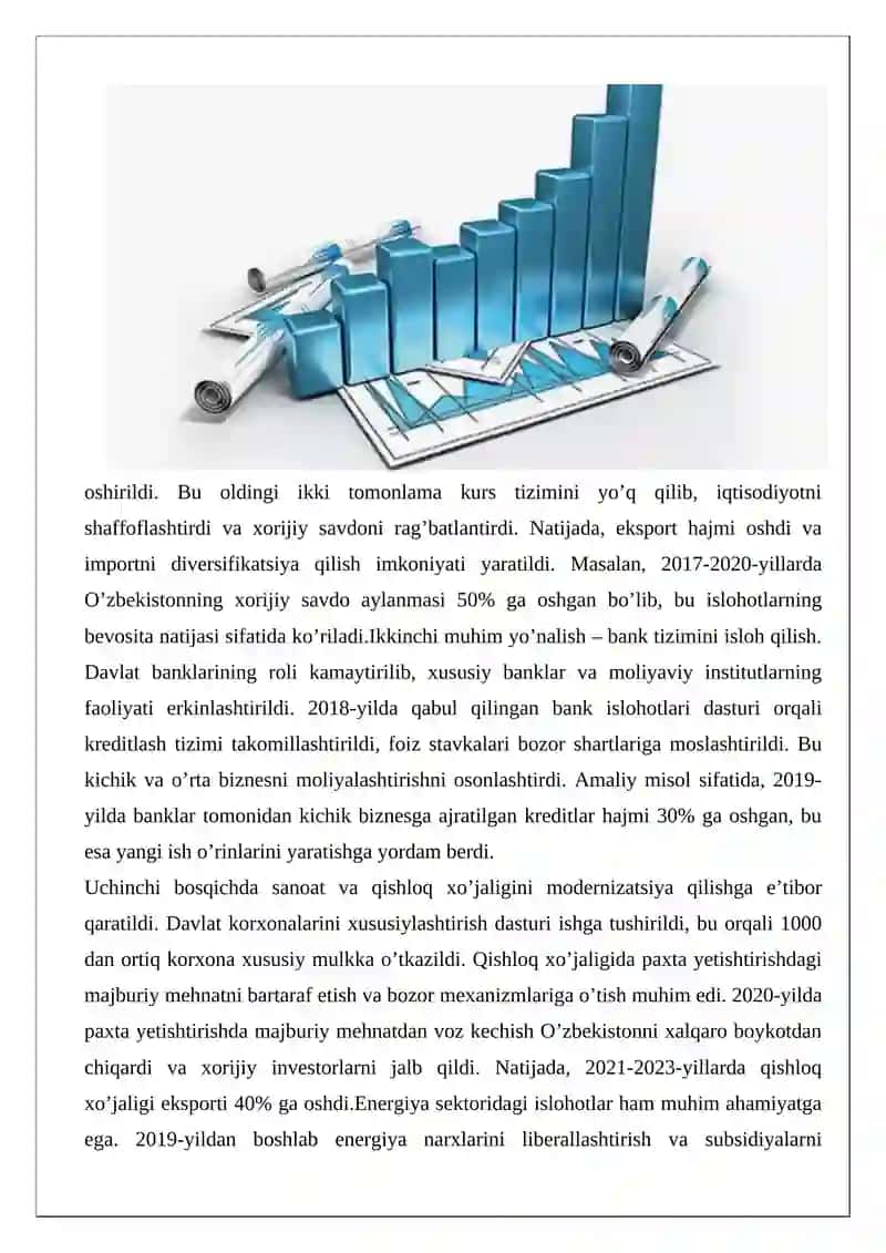 Iqtisodiy islohotlar. Investitsiyaning bozor iqtisodiyotidagi ahamiyati 3
